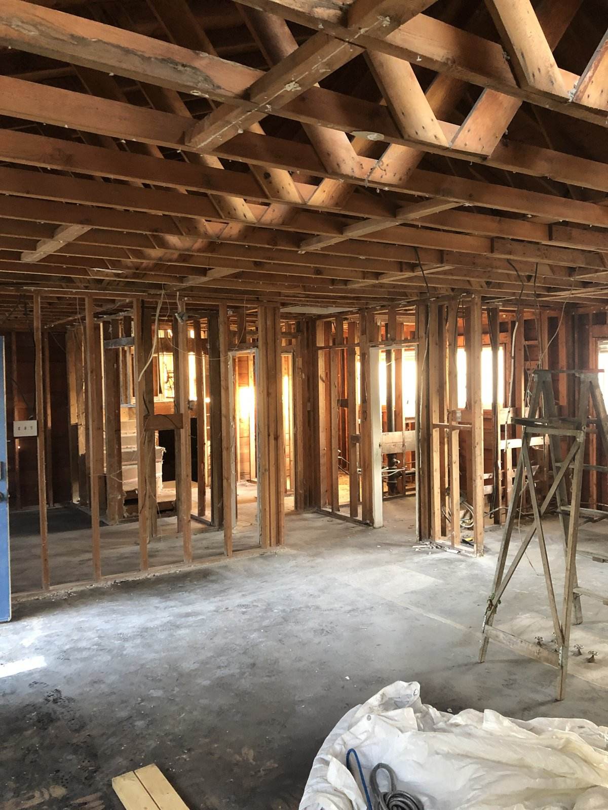 Framing and structural work in progress on a Mulder Contracting design-build project